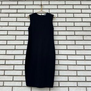 Vince Black Sleeveless Knit Sheath Dress Knee Length Minimalist Office Cocktail